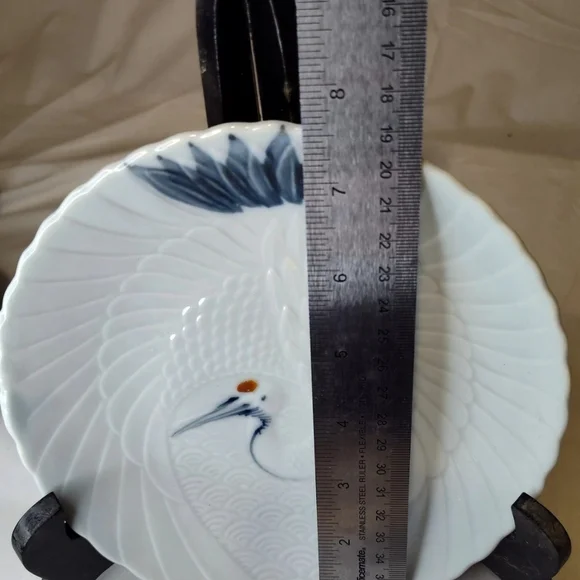 Meiji (1865-1912) Red Dot Crane Plate EXCELLENT CONDITION - Picture 4 of 5